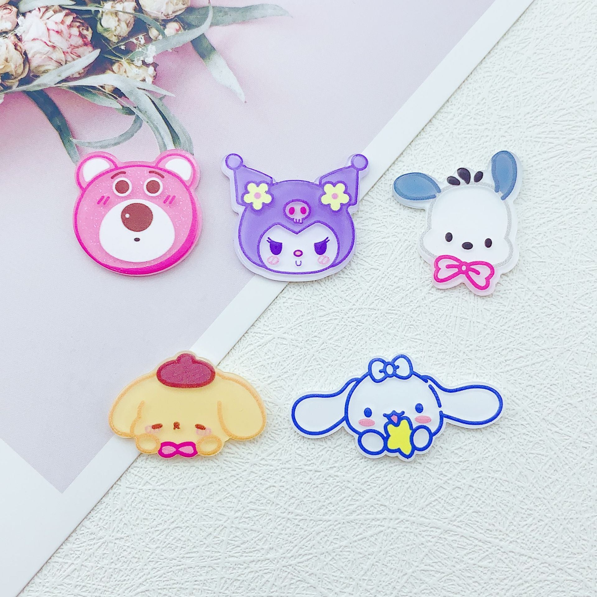 Wholesale 30pcs/ pack Acrylic Cartoon Acrylic Flatback Patch Handmade DIY Accessories